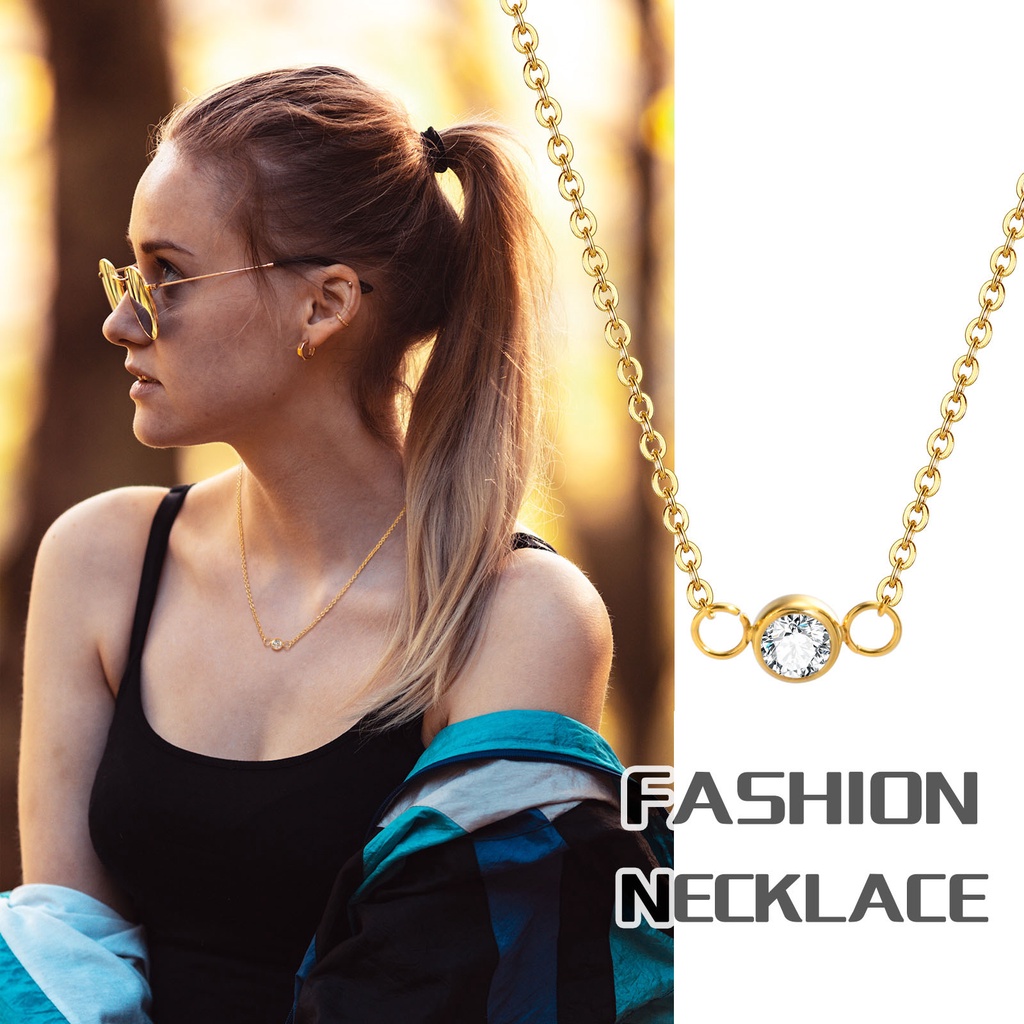 Vòng Cổ Choker Vnox Mạ Vàng 18K Đính Đá Zircon Sang Trọng