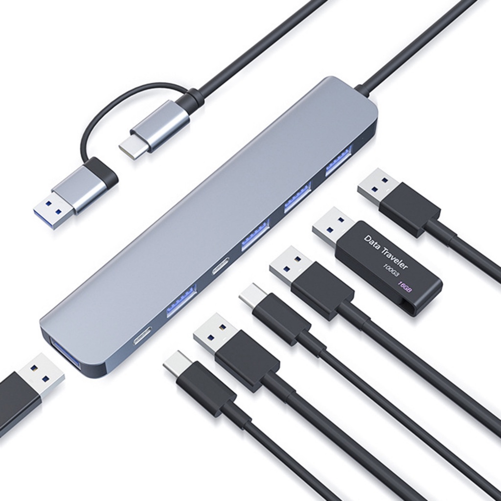 Bộ Chuyển Đổi USB Type-C Sang 7 Cổng Cắm Ổn Định Hình Hoa Hướng Dương Đa Năng Cho Máy Tính