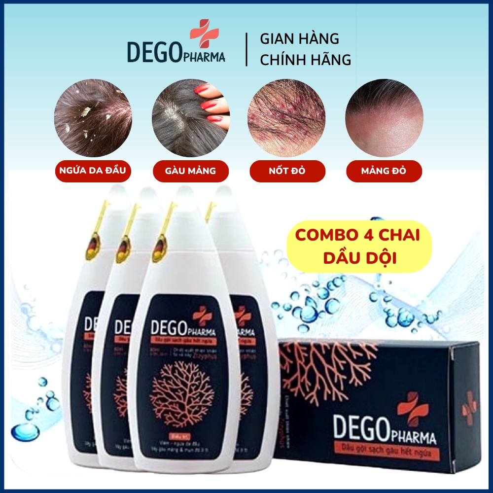 COMBO 4 Dầu Gội Đầu DEGO PHARMA 80ml Dứt Điểm Gàu Ngứa & Nấm Da Đầu 