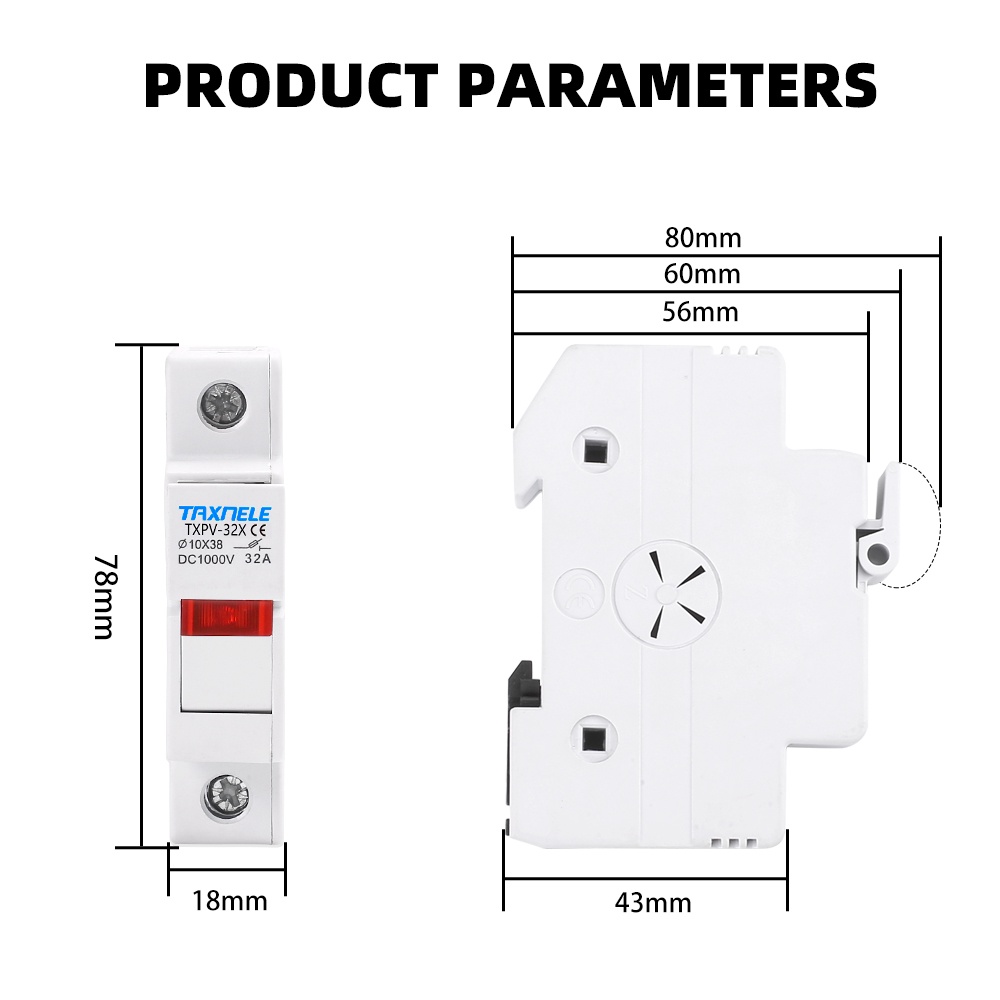 Giá Đỡ Cầu Chì Năng Lượng Mặt Trời DC 1000V PV 6A 10A 15A 20A 25A 30A DC