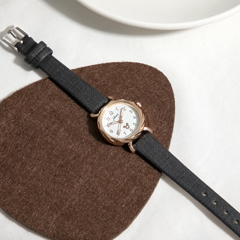 Đồng Hồ Nữ Dây Da Mặt Hình Chuột Mickey Dễ Thương