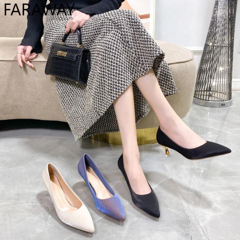 Giày Cao Gót Vải satin Mỏng Mũi Nhọn Thời Trang Mùa Thu 2022 Cho Nữ