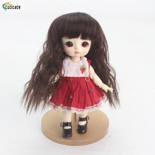 [Szlinyou1] 5-6inch 13-15CM Tổng Hợp Mohair 1 / 8 BJD Tóc Búp Bê Nâu Đậm