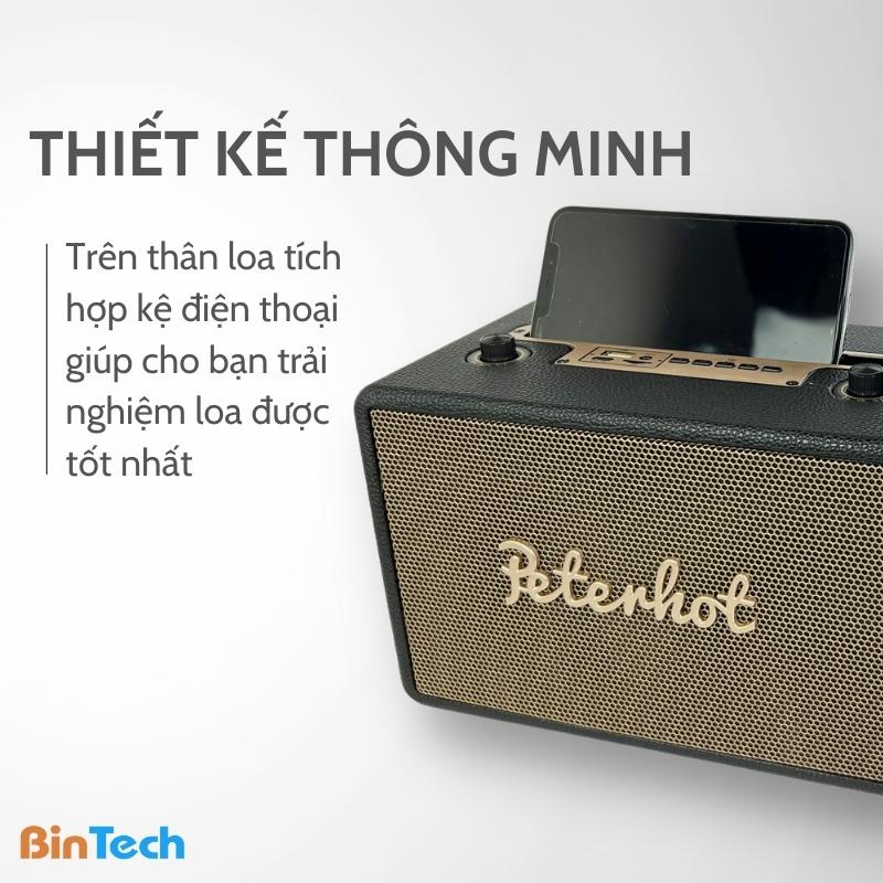 Loa Karaoke Bluetooth PeterHot A106W BINTECH, Loa Kèm 1 Mic, Âm Thanh Vòm Chân Thực, Công Suất Lớn, Kiểu Dáng Retro