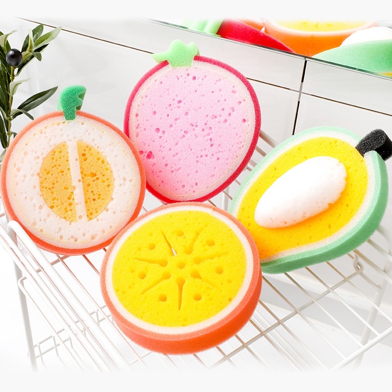 Miếng bọt biển rửa chén hình trái cây dễ thương - Mút rửa chén tạo bọt hình TRÁI CÂY siêu cute