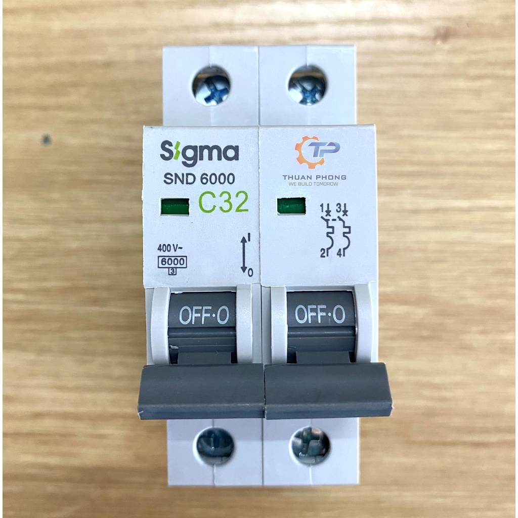 Cầu dao Sigma MCB loại SND6000, 2P, dòng cắt 6kA