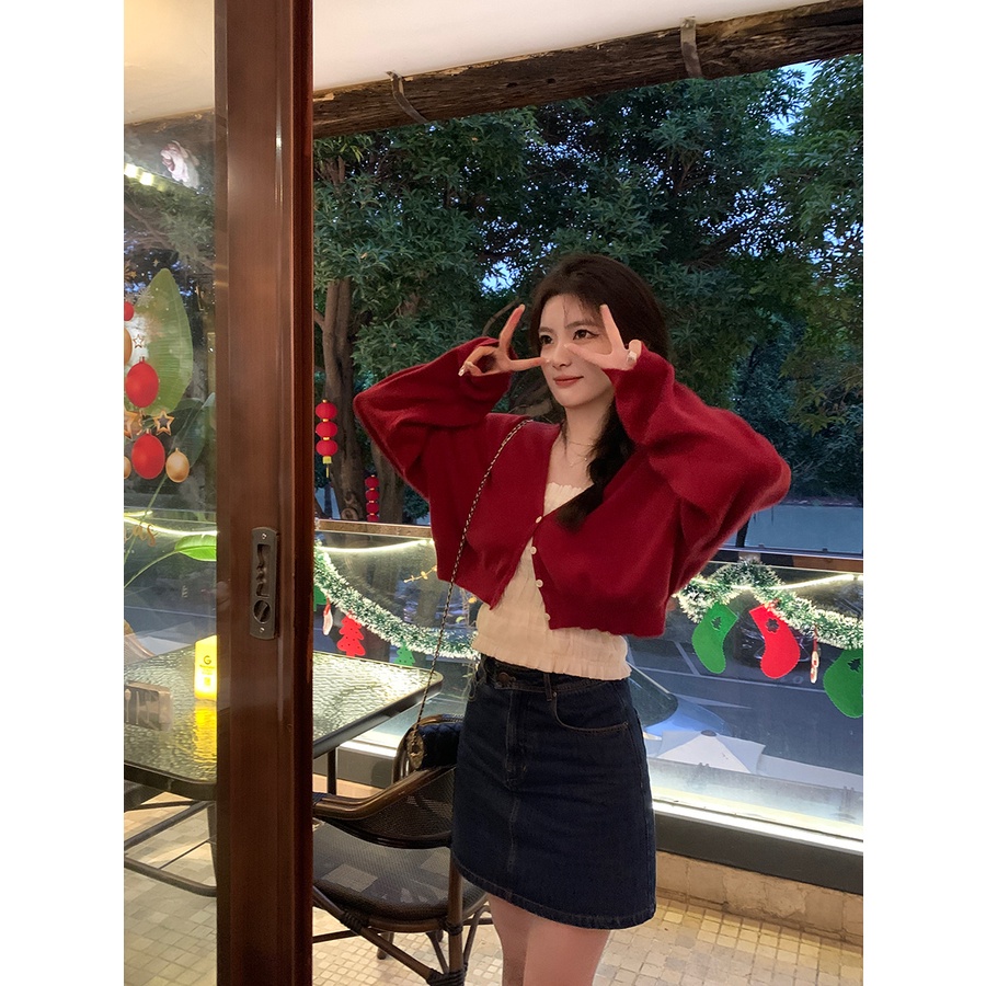 Áo Khoác Cardigan Dệt Kim Dáng Rộng Phong Cách Hàn Quốc Có 4 Màu Lựa Chọn