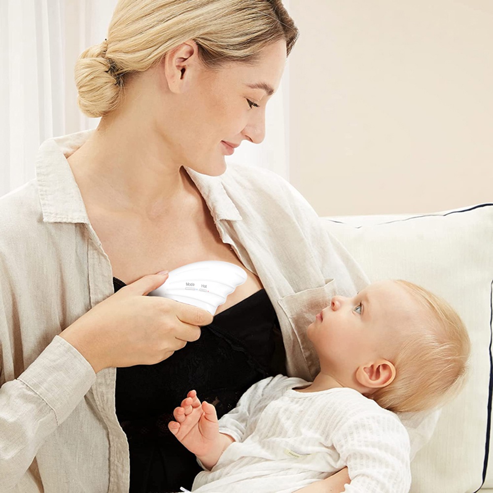 Máy Massage Ngực 6 Chế Độ Rung + 3 Chế Độ Sưởi Ấm Cải Thiện Tình Trạng Tắc Nghẽn Bằng Silicon Mềm