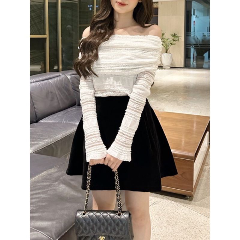 🌸🌸Áo trễ vai ren rúm bánh bèo tiểu thư 💯