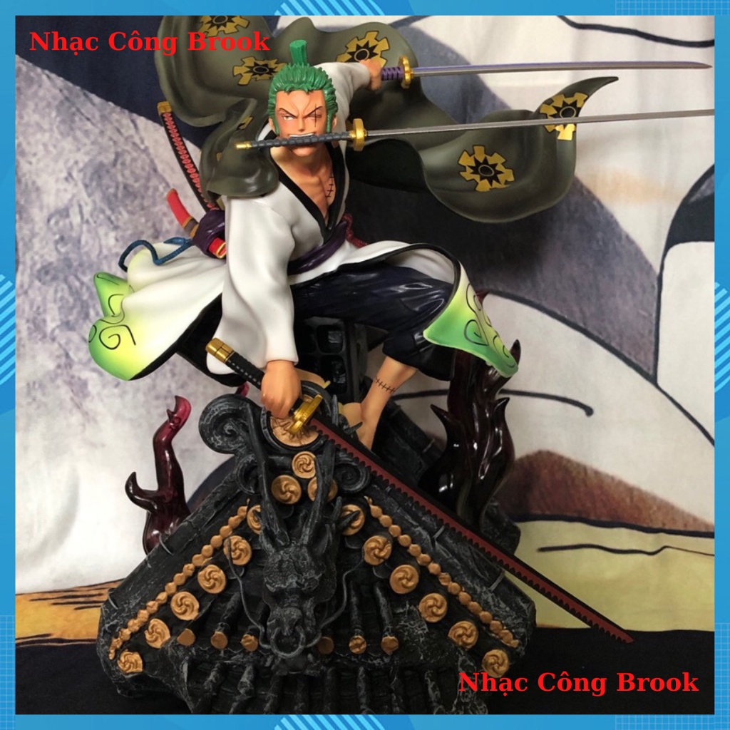 Mô hình zoro mái nhà  - mô hình zoro mái nhà wano onepice tam kiếm full box trang trí phòng học