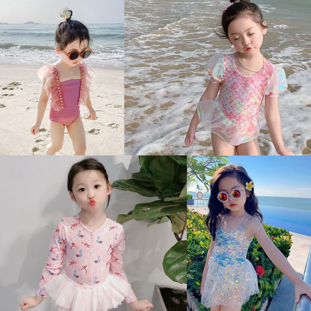 (Hàng QCCC) Bộ bơi bikini liền thân cho bé gái công chúa tiên cá cực xinh