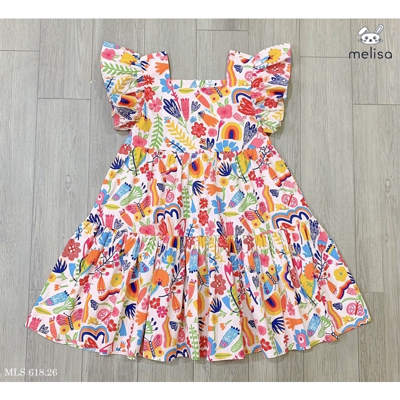 Đầm Melisa bé gái 3 tầng tay cánh tiên bé gái
