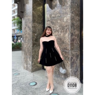 BIGSIZE Đầm nhung cúp ngực D1108