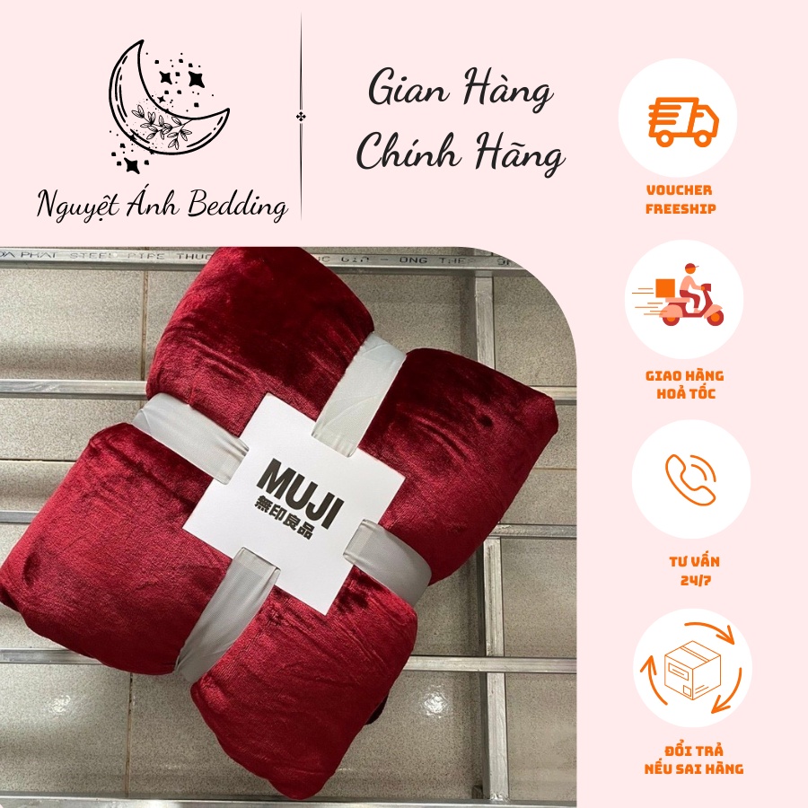 (Hàng sẵn kho)  Chăn lông tuyết MUJI xuất Nhật đủ màu 1,8kg - Hàng loại 1 - Màu Tím hồng
