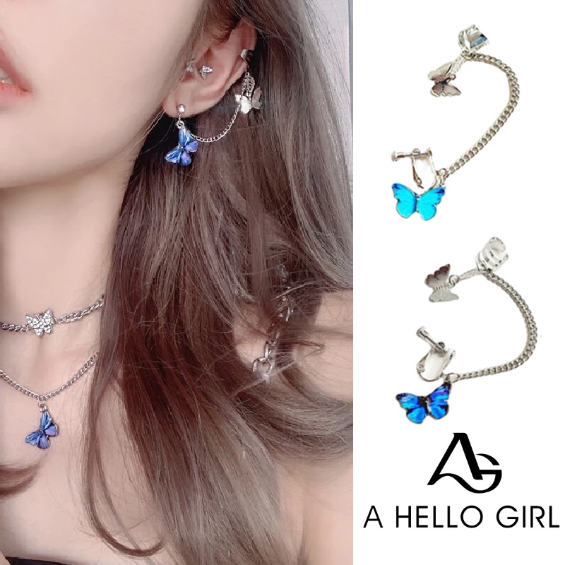 Khuyên vành tai Ahellogirl dáng dài phối hình bướm xinh xắn