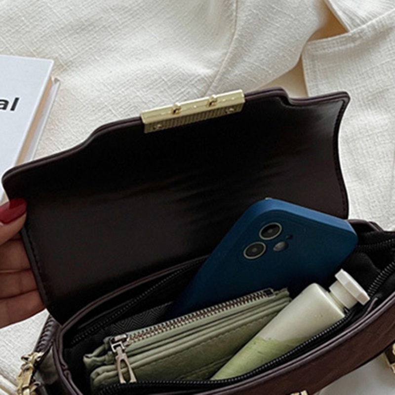 Ielgy Túi Đeo Chéo Hình Vuông Nhỏ Màu Trơn Phong Cách Nước Ngoài Tinh Tế Dễ Phối Đồ Cho Nữ