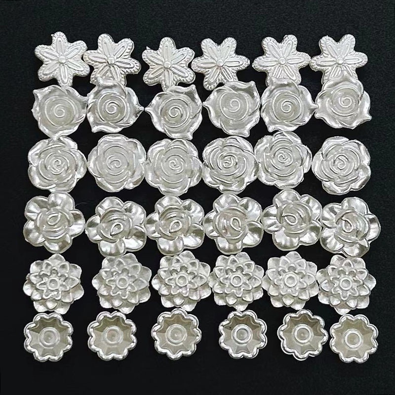 Set 50 Hạt Ngọc Trai Hình Bông Hoa Bằng Acrylic Dùng Làm Trang Sức Diy