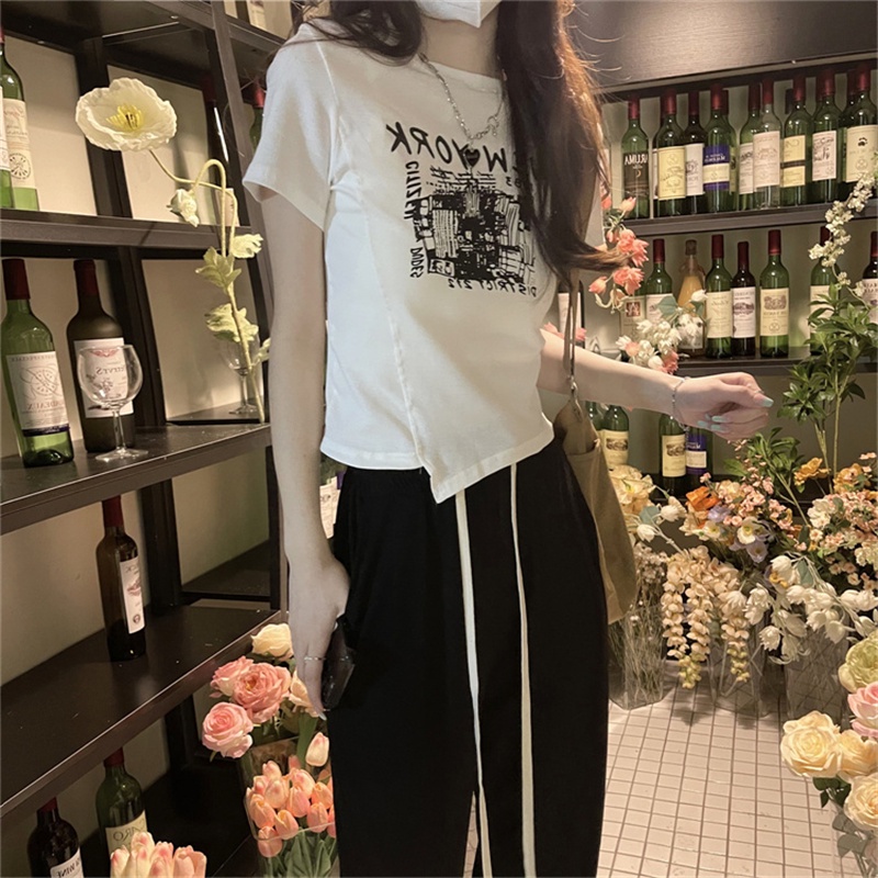 Áo Thun Ngắn Tay In Họa Tiết Vintage Thời Trang Mùa Hè Hàn Quốc Dành Cho Nữ