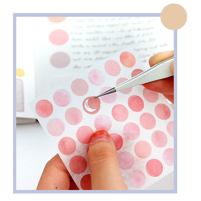 Sticker Washi Miếng Dán Hình Chấm Tròn Dán Postcard Màu Pastel Trang Trí Sổ Tay/ Dán Tường/