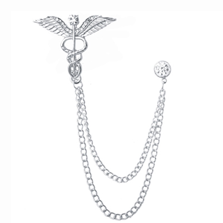 Hàng Mới Về Ghim Cài Áo Chuỗi Xích Hình Cánh Thiên Thần Phối Dây Xích Tua Rua Cá Tính Hợp Thời Trang