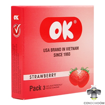 Hộp 3 bao cao su ok các màu original đỏ, strawberry dâu, mint bạc hà - ảnh sản phẩm 3