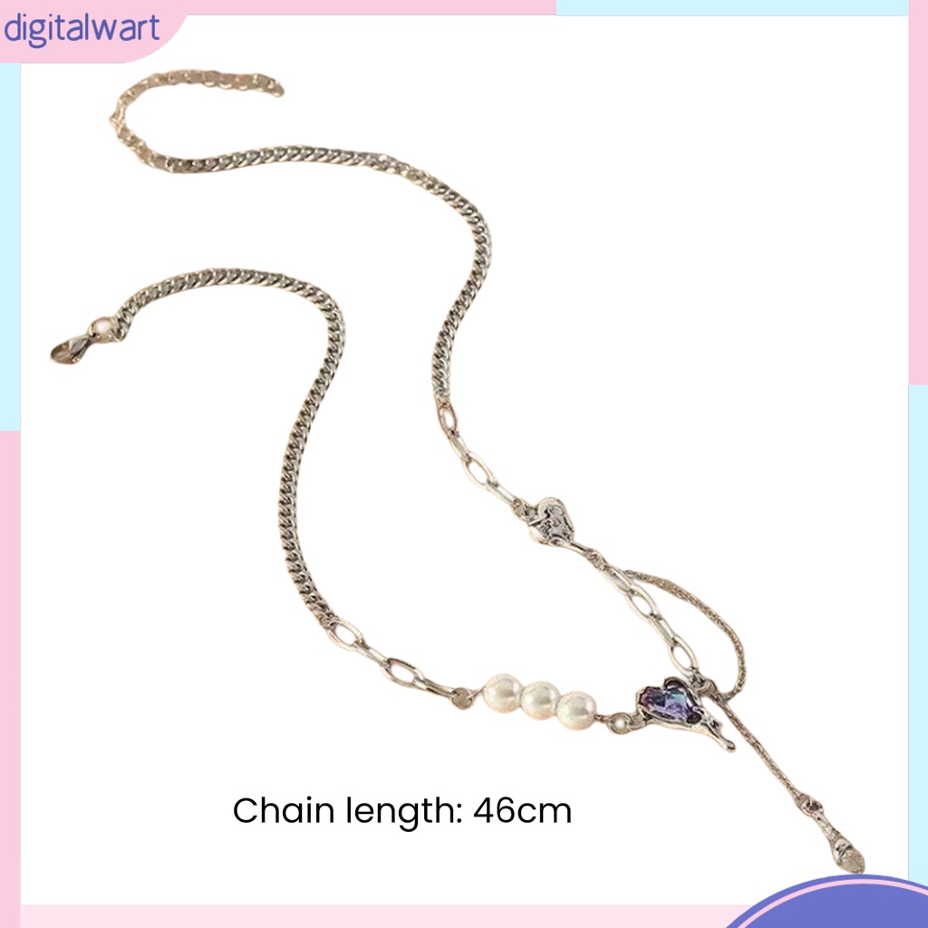 [DIWA] Vòng cổ Mặt Hình Trái Tim Đính Pha Lê Giả Phối Tua Rua Mạ Điện Trang Trí Phong Cách Cuộc Sống Hàng Ngày