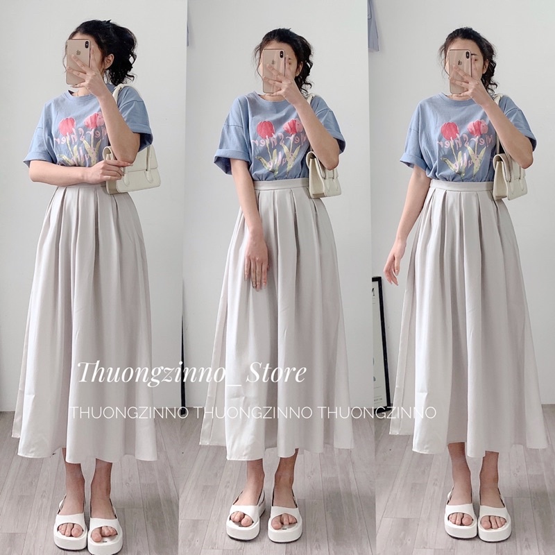 [Ảnh thật/Video]Chân váy xếp li to hàng Quảng Châu