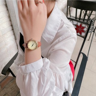 [Julius Mall Store] Đồng hồ nữ Julius Hàn Quốc dây da JA-585 (Nâu)