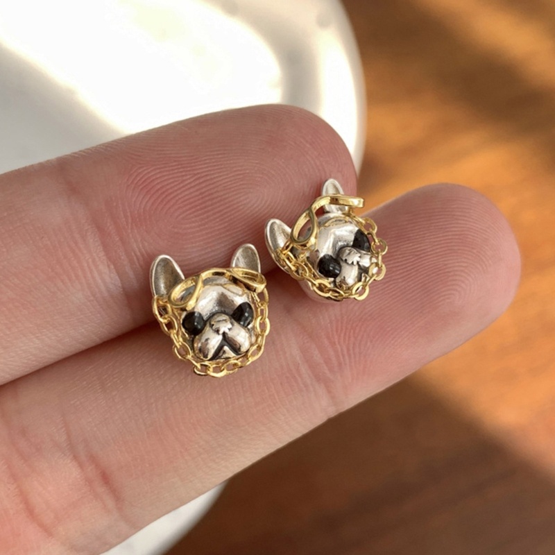 ✿ 1 Đôi Bông Tai Hình Chú Cún Bằng Đồng Phong Cách Retro Thời Trang