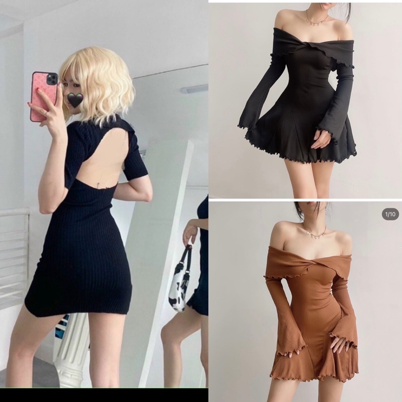 Đầm polo gân đũa khoét lưng (Sẵn tại shop )