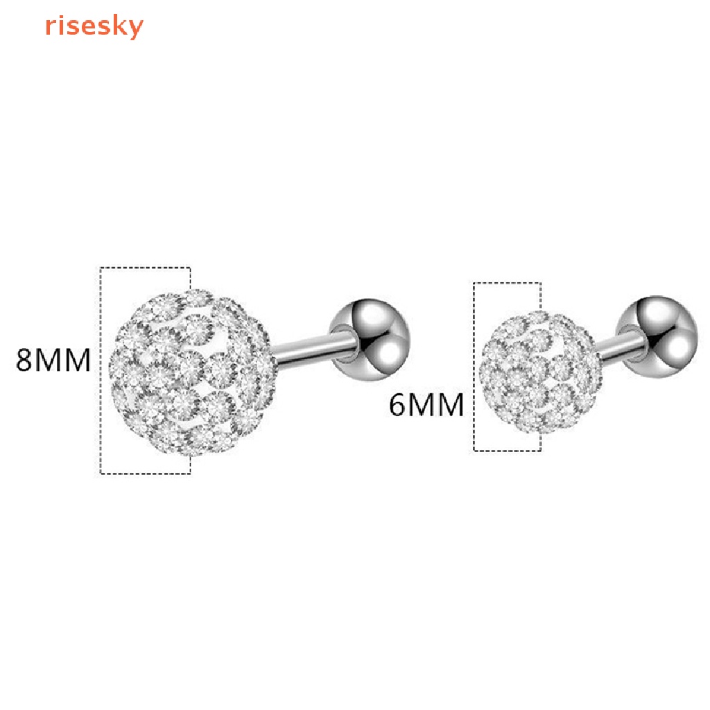 [risesky] Khuyên Xỏ Xỏ Tai / Lông Mày / Môi Bằng Thép Đính Pha Lê Helix Bên Trong Cơ Thể Cho Nữ