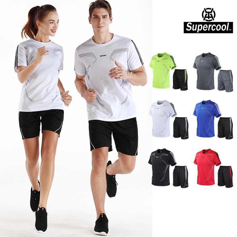#SupercooL# Bộ Quần Áo Mặc Thể Thao Nam Big Size Sọc Chuẩn Form Cổ Tròn Ngắn Tay Thun Lạnh Tập Vải Thoáng Nhanh Khô Cao Cấp Thấm Hút Mồ Hôi Tốt Nhiều Màu Chạy Bộ Chuyên Thể Dục Bóng Rổ Bóng Đá Cầu Lông Xe đạp Gym