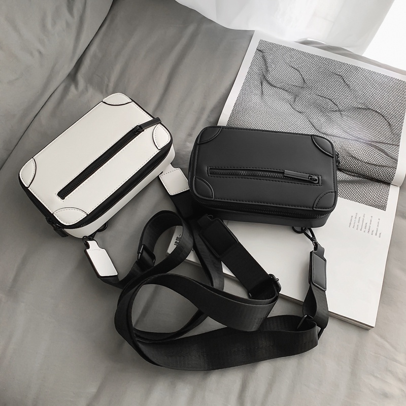 Túi da đeo chéo nam nữ unisex hình hộp chữ nhật chất liệu da PU