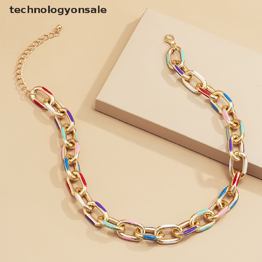 Vòng Cổ Choker Dây Xích Nhôm Sơn Màu Sắc Cho Nữ Giới