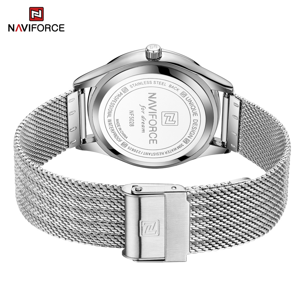 Đồng Hồ Analog Máy Quartz NAVIFORCE 5028 Dây Lưới Siêu Mỏng Chống Thấm Nước Kiểu Dáng Sang Trọng Dành Cho Nữ