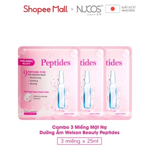 Combo 3 mặt nạ cấp ẩm peptides welson beauty 3x25ml