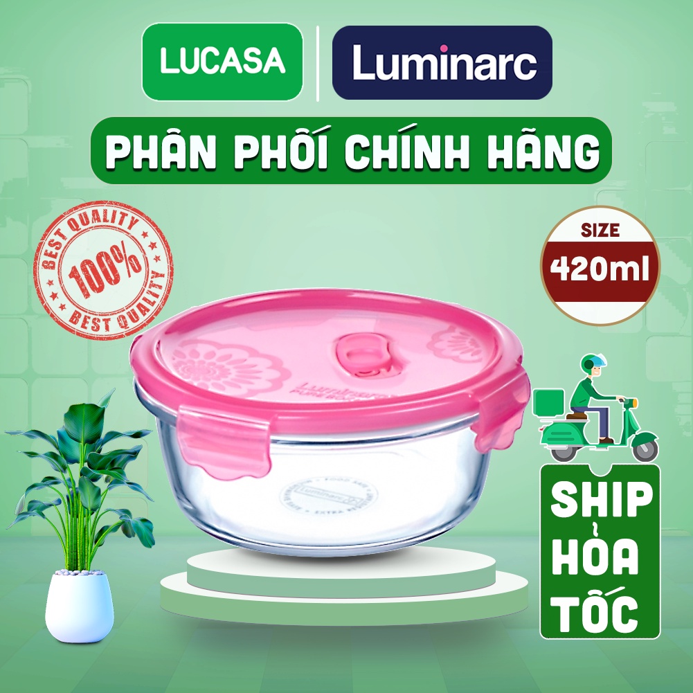 Bộ 3 Hộp Thủy Tinh Luminarc Pure Dahlia Tròn 420ml - BOL8785 | Phân Phối Chính Hãng