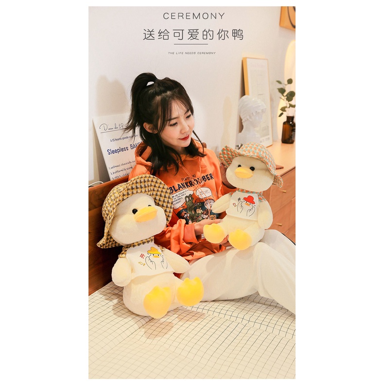 Mới Thú Nhồi Bông Hình Chú Vịt Đội Mũ Dễ Thương