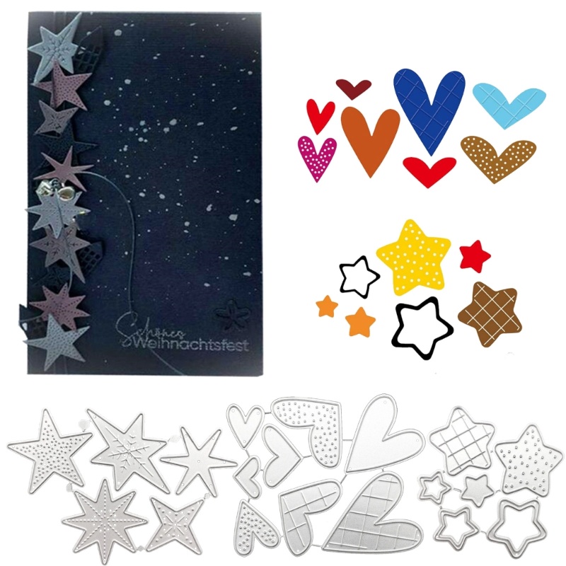 Love * Stars Frame Flower Border Metal Die Cuts Stars Cuts DIY Embossing-Decor