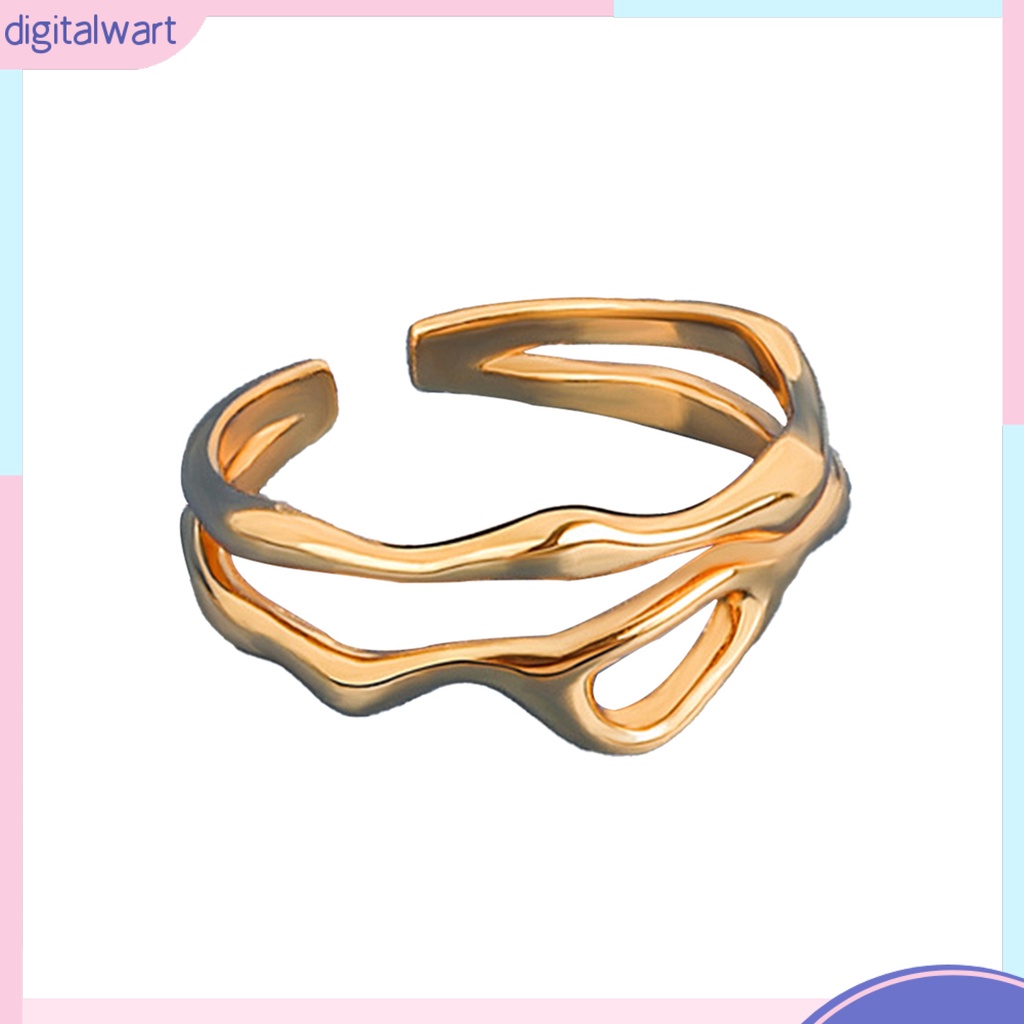 Nhẫn Hở Hai Đường Kẻ Hình Học Sáng Bóng Có Thể Điều Chỉnh Thời Trang Dự Tiệc Cho Nữ