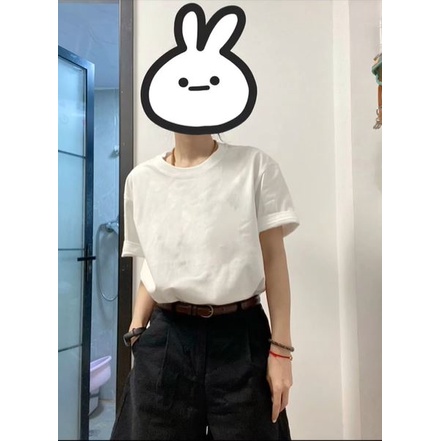 Áo thun nữ form rộng tay lỡ cổ tròn màu trắng style Hàn Quốc freesize dưới 55kg chất cotton dầy dặn | BigBuy360 - bigbuy360.vn