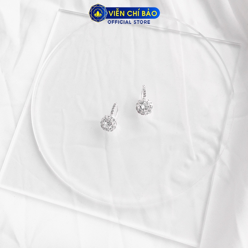 Bông tai bạc nữ móc câu đính đá chất liệu bạc 925 thời trang phụ kiện trang sức nữ Viễn Chí Bảo B400355X