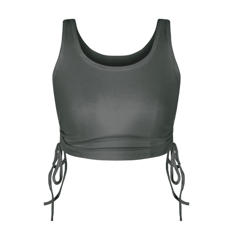 Áo Crop Top Không Tay Có Gân Và Dây Rút Ở Cổ ONERI Dành Cho Nữ