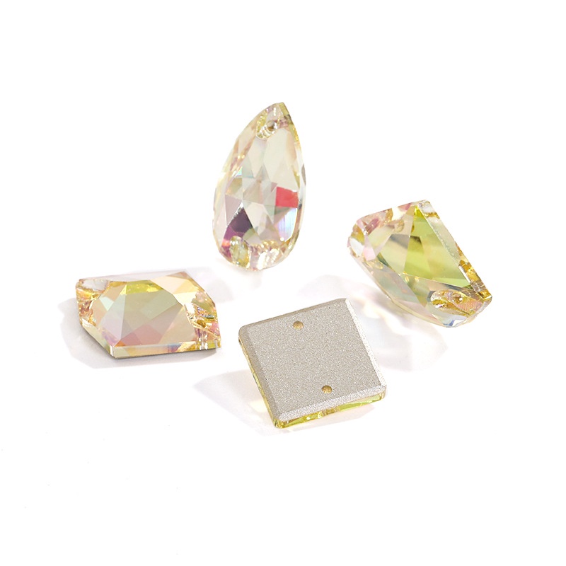 [Hàng Có Sẵn] Đá Kim Cương Pha Lê Hình Giọt Nước Đáy Phẳng Siêu Sáng AB Màu Xanh Lá Dạ Quang Cầm Tay Cao Cấp