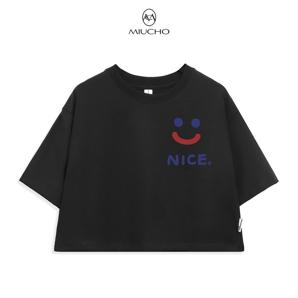 Áo croptop nữ tay ngắn cổ tròn vải thun cotton kiểu hàn quốc CR062 Miucho in chữ