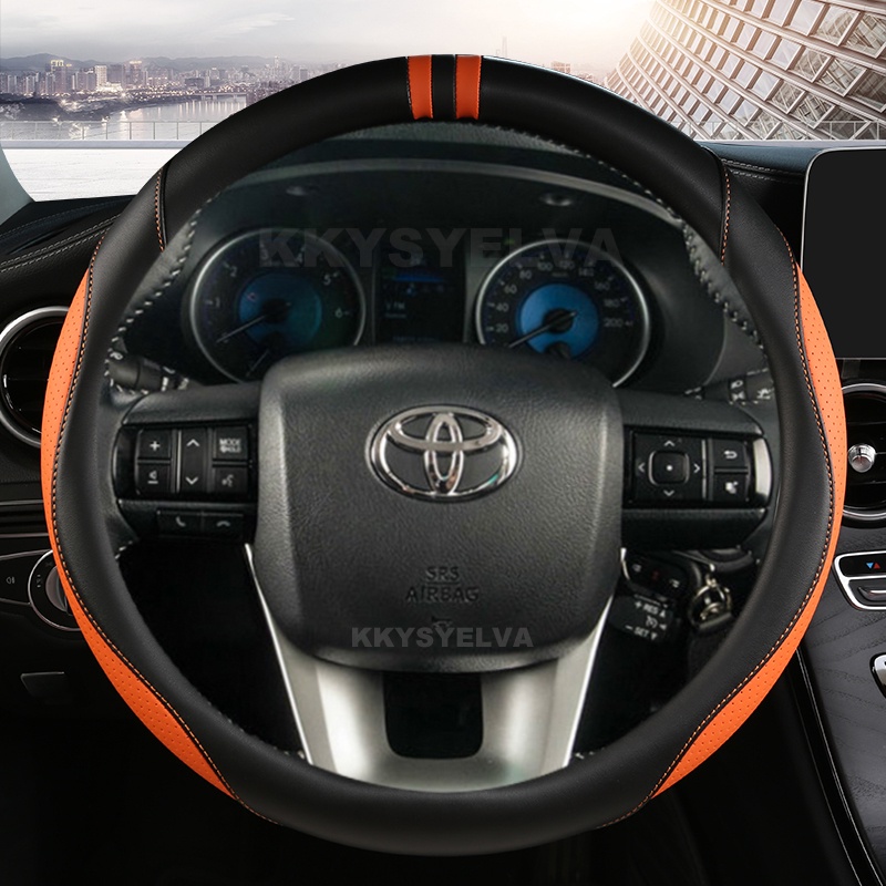 Bọc Vô Lăng Bằng Da Sợi Nhỏ Cho Xe Hơi Toyota Fortuner 2016-2019 2021 2022 Hilux 2015-2019 2020 2022