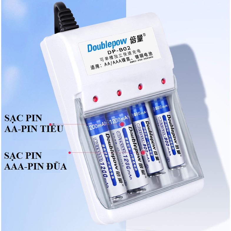 Bộ sạc pin AA-AAA 4 khe chính hãng Doublepow DP-B02 bộ sạc pin tiểu