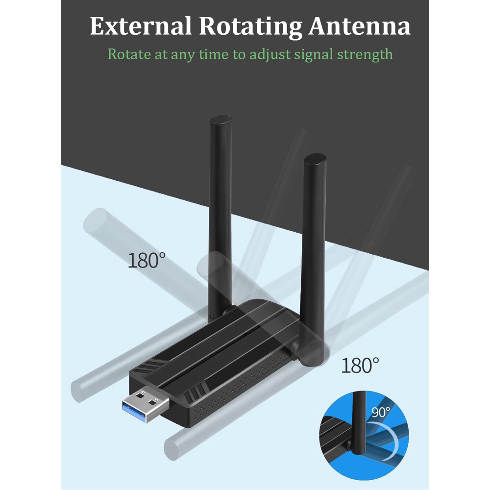Usb Phát WiFi 6 1800Mbps Chơi Game 2.4G 5Ghz USB 3.0 Cho Windows 10 11