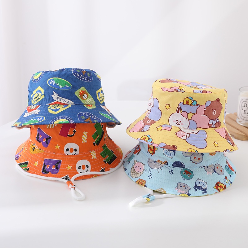 Nón Tai Bèo Vải Cotton Mỏng Chống Gió In Họa Tiết Động Vật Thời Trang Xuân Hè Cho Bé