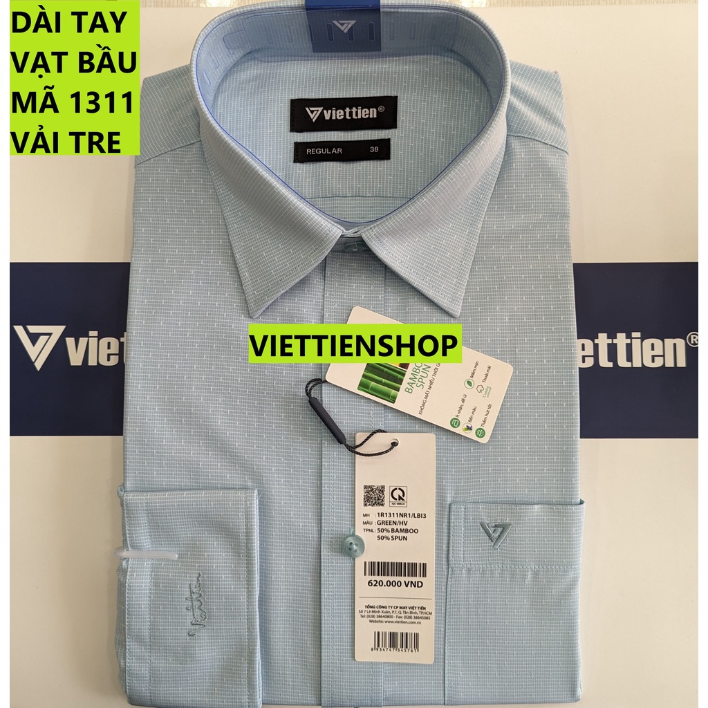 (1311 HVL) ÁO SƠ MI VIỆT TIẾN DÀI TAY VẢI TRE HOA VĂN